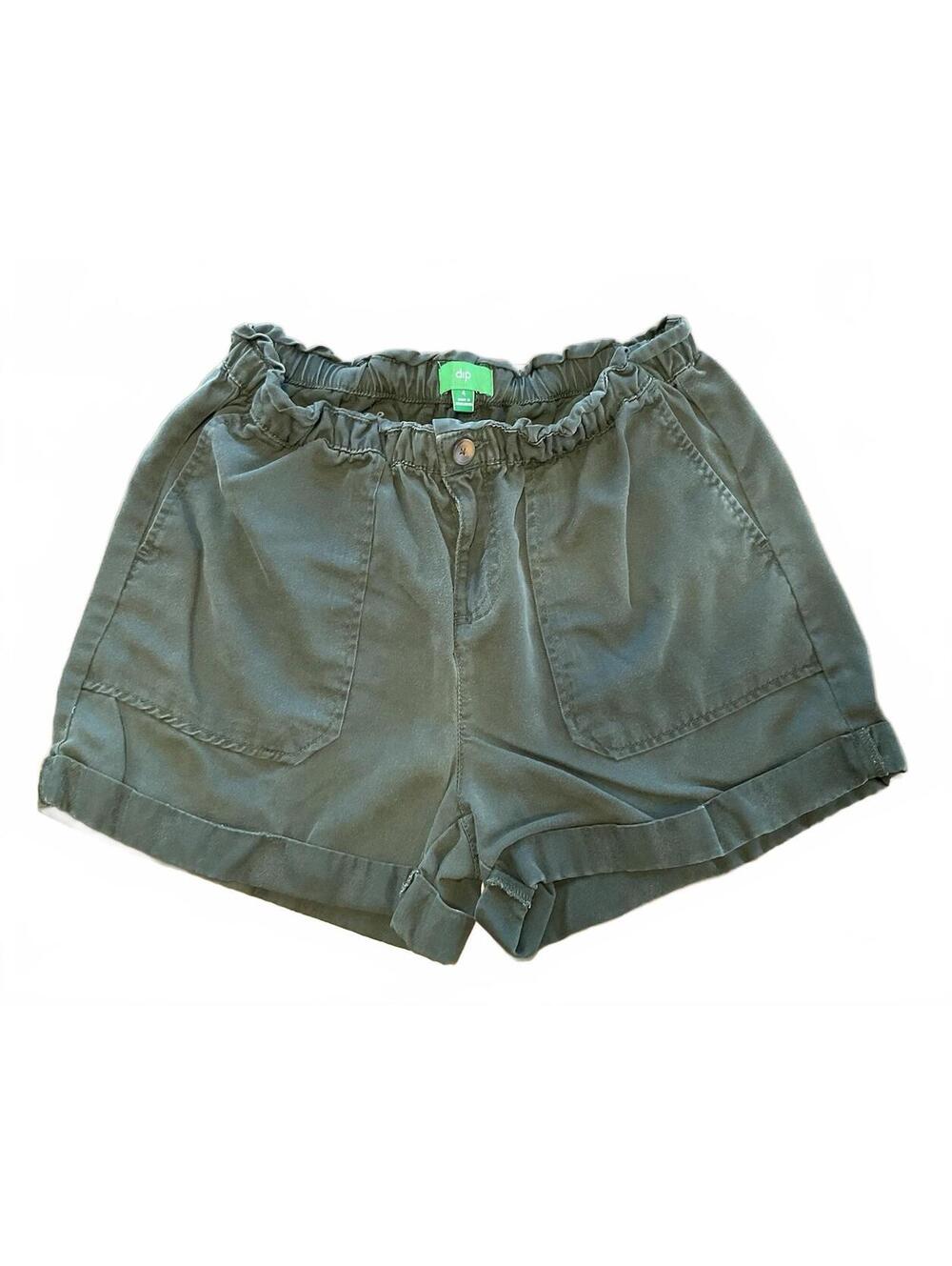 DIP Womens ZIP,button Elastic Waist Green Shorts Size 4